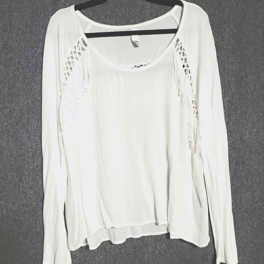 Boho White Fringe Top